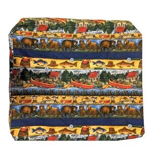 Dog Bed Sham Fishing Lodge Cabin Theme Bears Canoe Fish Cotton Zipper Handmade
